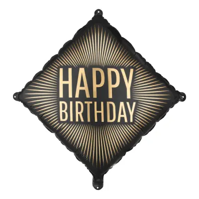 Folieballong Happy Birthday Svart/Guld