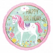 Folieballong Happy Birthday Unicorn