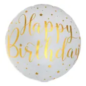 Folieballong Happy Birthday Vit/Guld
