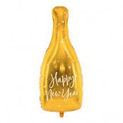 Folieballong Happy New Year Flaska Guld
