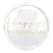 Folieballong Happy Wedding Day Vit
