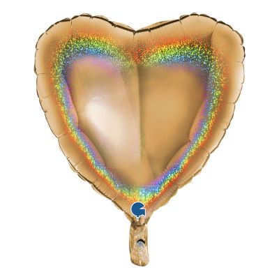 Folieballong Hjärta Glitter Guld - 46 cm
