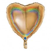 Folieballong Hjärta Glitter Guld - 91 cm
