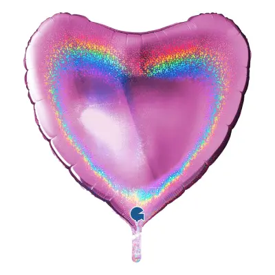 Folieballong Hjärta Glitter Rosa Stor - 1-pack