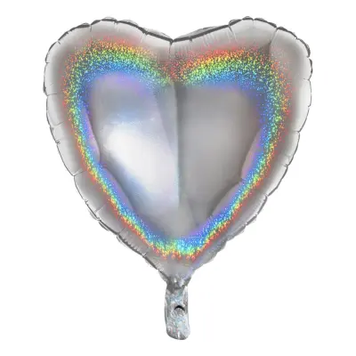 Folieballong Hjärta Glitter Silver - 46 cm