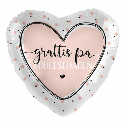 Folieballong Hjärta Grattis på Födelsedagen
