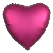 Folieballong Hjärta Mörkrosa Satin