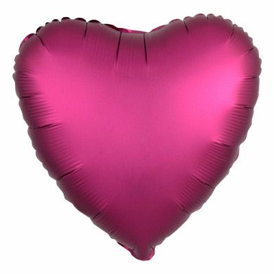 Folieballong Hjärta Mörkrosa Satin