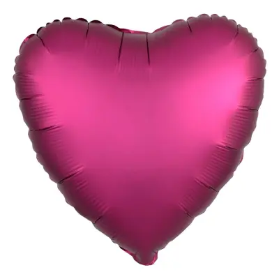 Folieballong Hjärta Mörkrosa Satin