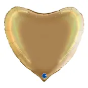 Folieballong Hjärta Regnbågsskiftande Champagne - 91 cm