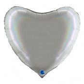 Folieballong Hjärta Regnbågsskiftande Platinum - 91 cm