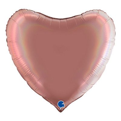 Folieballong Hjärta Regnbågsskiftande Roséguld - 91 cm