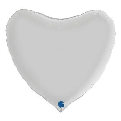 Folieballong Hjärta Satin Vit - 91 cm