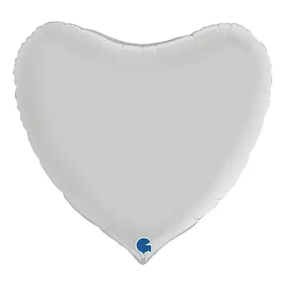 Folieballong Hjärta Satin Vit - 91 cm