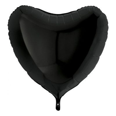 Folieballong Hjärta Stort Svart