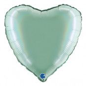 Folieballong Holografisk Grönblå Hjärta