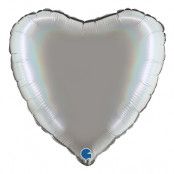 Folieballong Holografisk Silver Hjärta