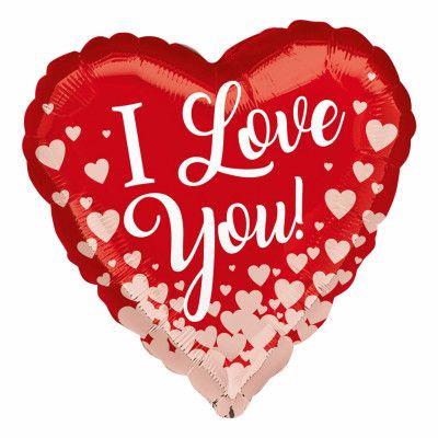 Folieballong I Love You Hjärta Röd/Roséguld