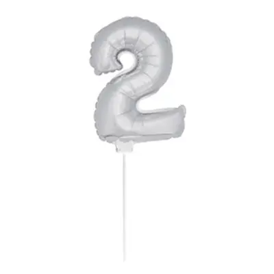 Folieballong på Pinne Silver - Siffra 2