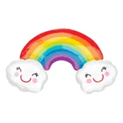 Folieballong Regnbåge med Glada Moln