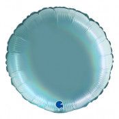 Folieballong Rund Holografisk Ljusblå - 45 cm