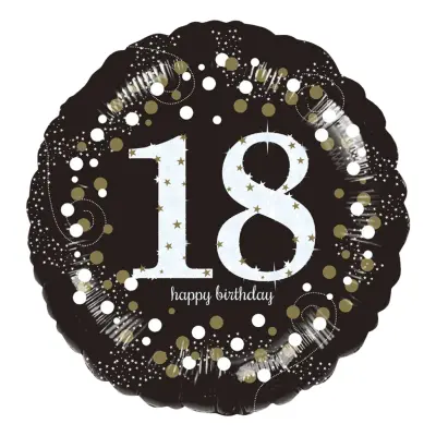 Folieballong Rund Sparkling Birthday 18