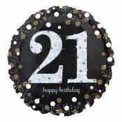 Folieballong Rund Sparkling Birthday 21