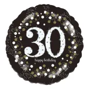 Folieballong Rund Sparkling Birthday 30