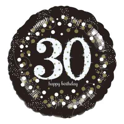 Folieballong Rund Sparkling Birthday 30