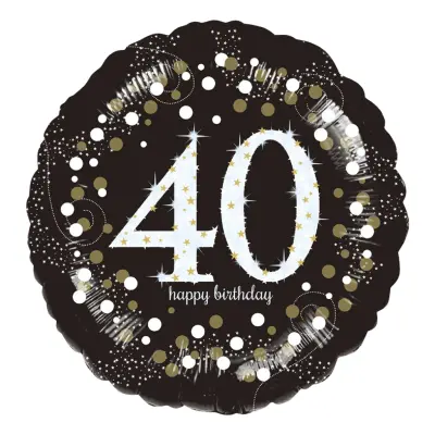 Folieballong Rund Sparkling Birthday 40