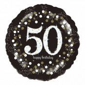 Folieballong Rund Sparkling Birthday 50