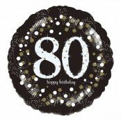 Folieballong Rund Sparkling Birthday 80