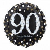 Folieballong Rund Sparkling Birthday 90