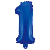 Folieballong siffra 0-9 blå 41 cm Siffra 1