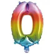 Folieballong siffra 0-9 regnbåge 41 cm Siffra 0