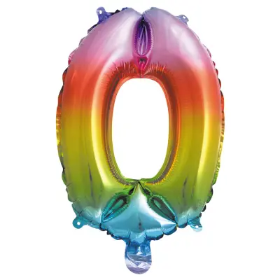 Folieballong siffra 0-9 regnbåge 41 cm Siffra 0