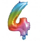Folieballong siffra 0-9 regnbåge 41 cm Siffra 4