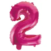 Folieballong siffra 0-9 rosa 41 cm Siffra 2
