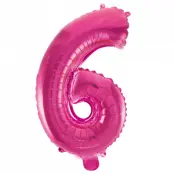 Folieballong siffra 0-9 rosa 41 cm Siffra 6