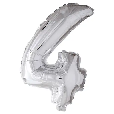 Folieballong siffra 0-9 silver 41 cm Siffra 4