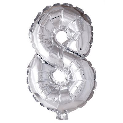 Folieballong siffra 0-9 silver 41 cm Siffra 8