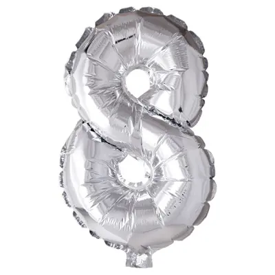 Folieballong siffra 0-9 silver 41 cm Siffra 8