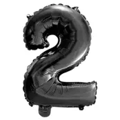 Folieballong siffra 0-9 svart 41 cm Siffra 2
