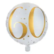 Folieballong Siffra Vit/Guld - Siffra 60