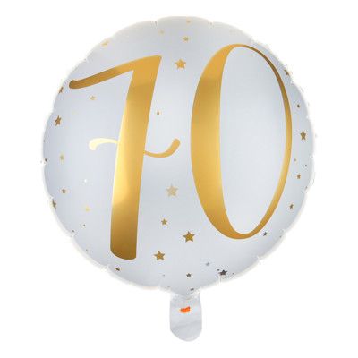 Folieballong Siffra Vit/Guld - Siffra 70