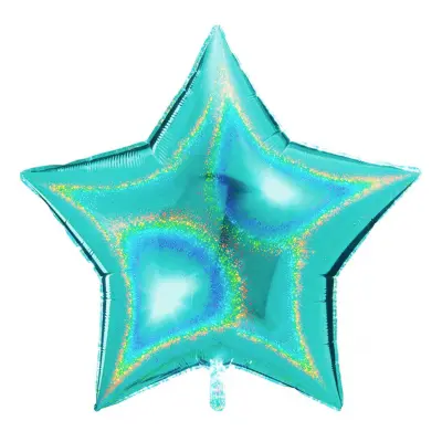Folieballong Stjärna Glitter Turkos