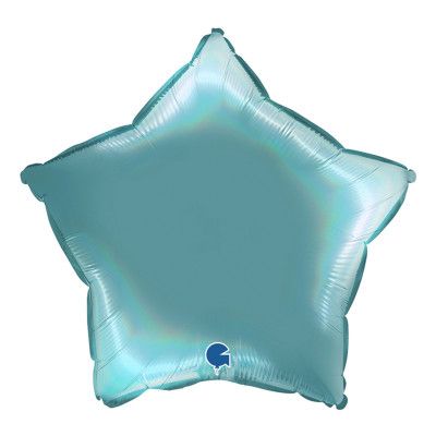 Folieballong Stjärna Holografisk Turkos
