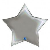 Folieballong Stjärna Regnbågsskiftande Platinum - 91 cm