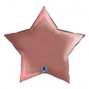 Folieballong Stjärna Regnbågsskiftande Roséguld - 91 cm