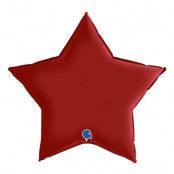 Folieballong Stjärna Satin Rubinröd - 91 cm